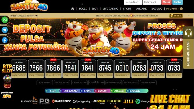 SANTUY4D BONUS SLOT MEMBER BARU 100%